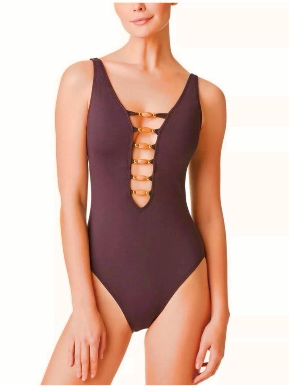 Sexy Brown Lattice Swimsuit